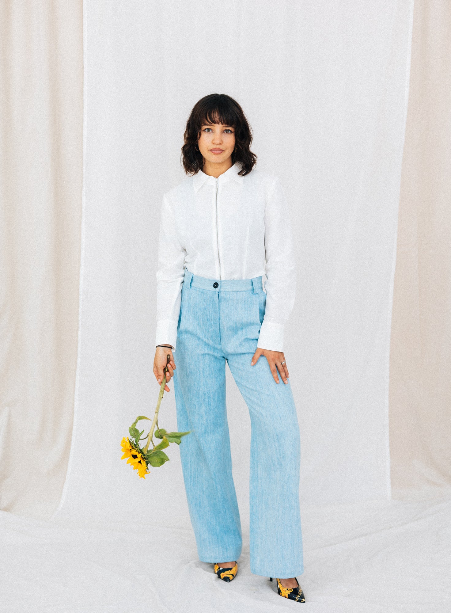 LINEN ZIP SHIRT | WHITE