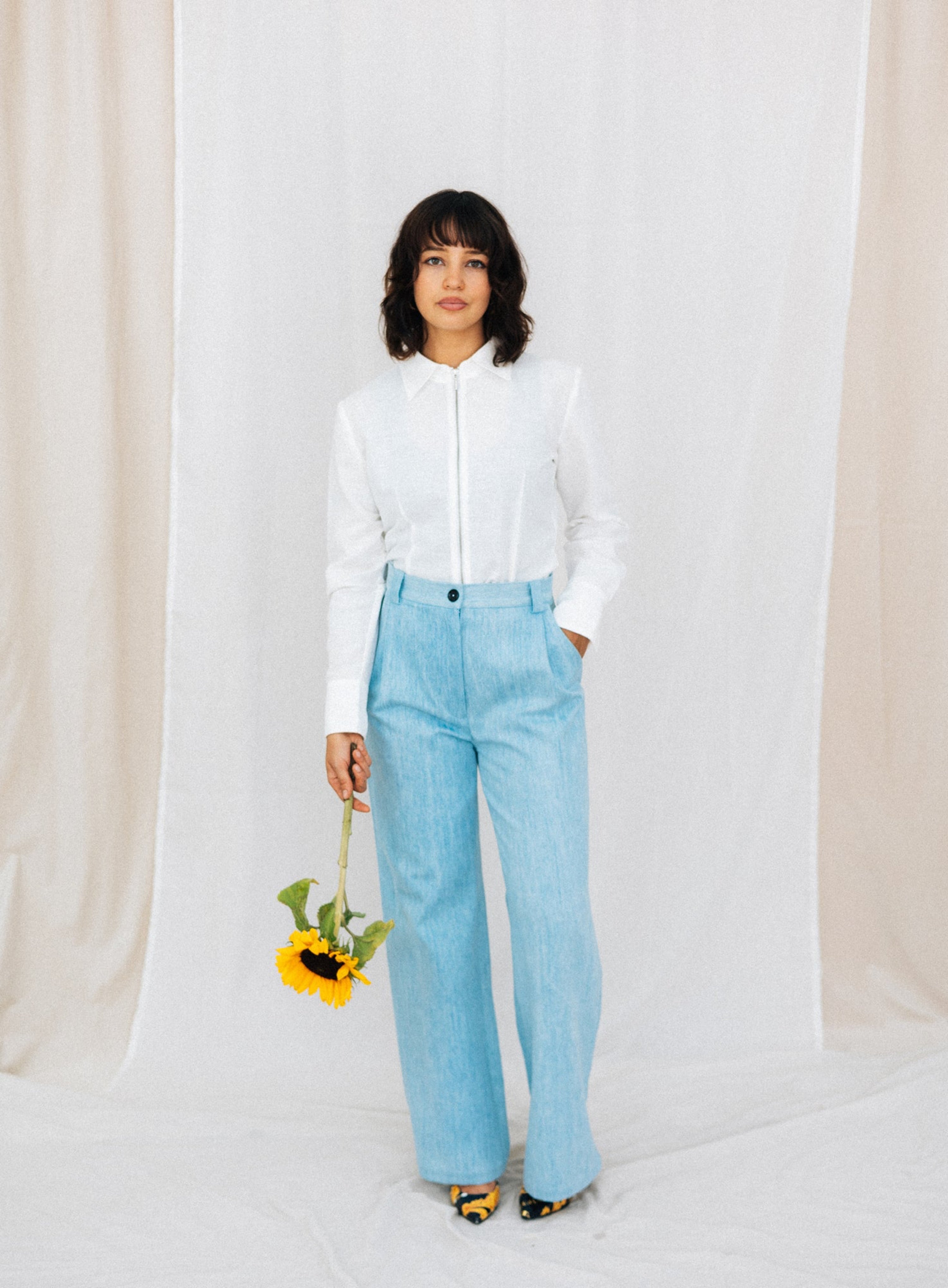 LINEN ZIP SHIRT | WHITE