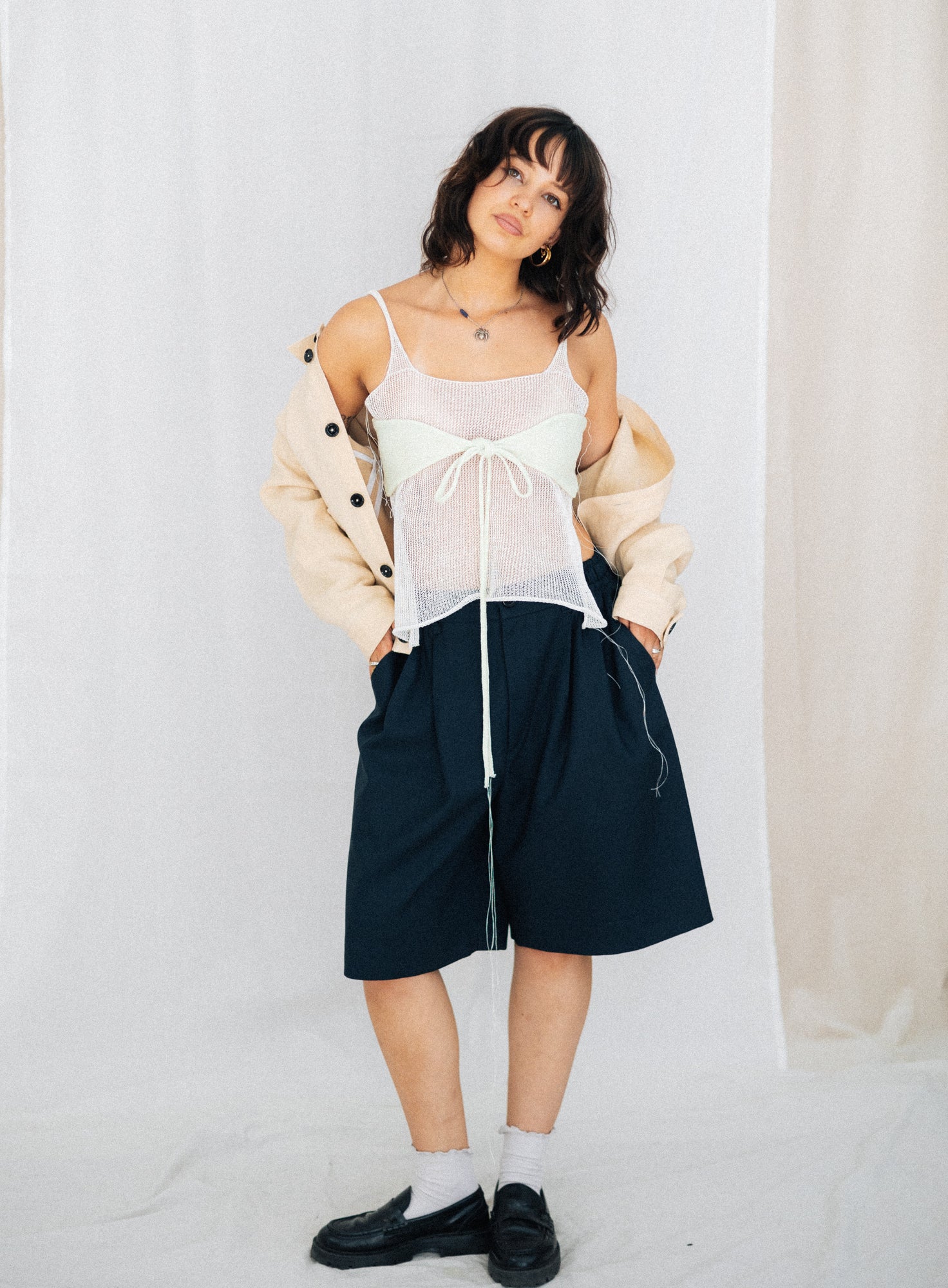 KNIT BOW TOP | PISTACHIO