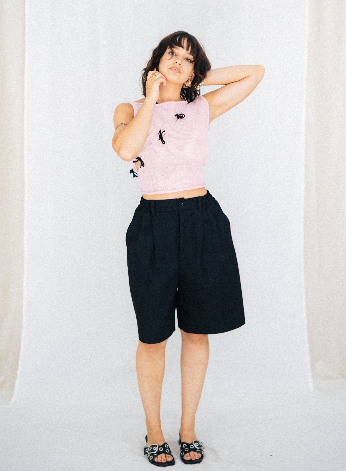 BACKLESS BOWS TOP | PINK