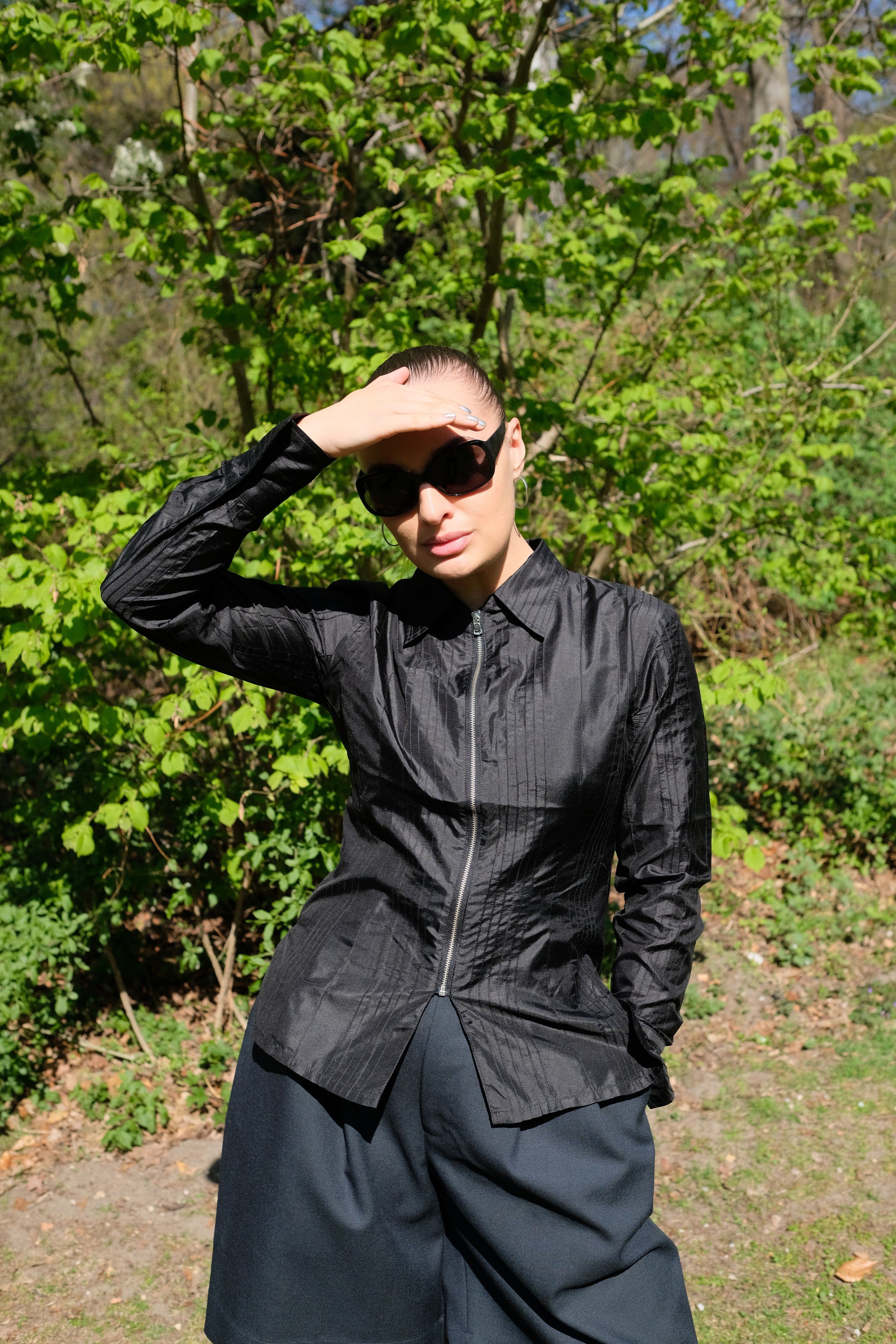 SILK ZIP SHIRT | BLACK