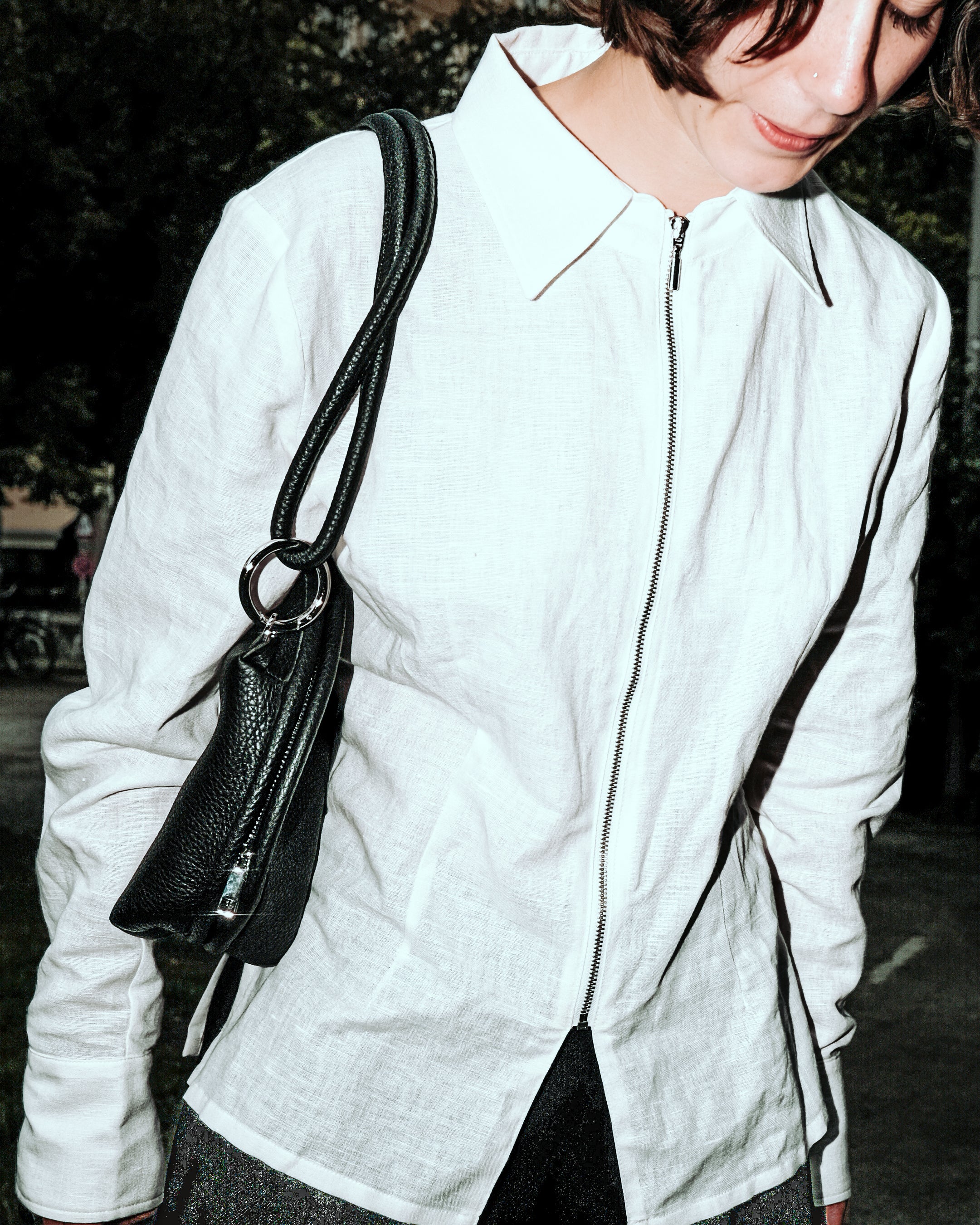 LINEN ZIP SHIRT | WHITE