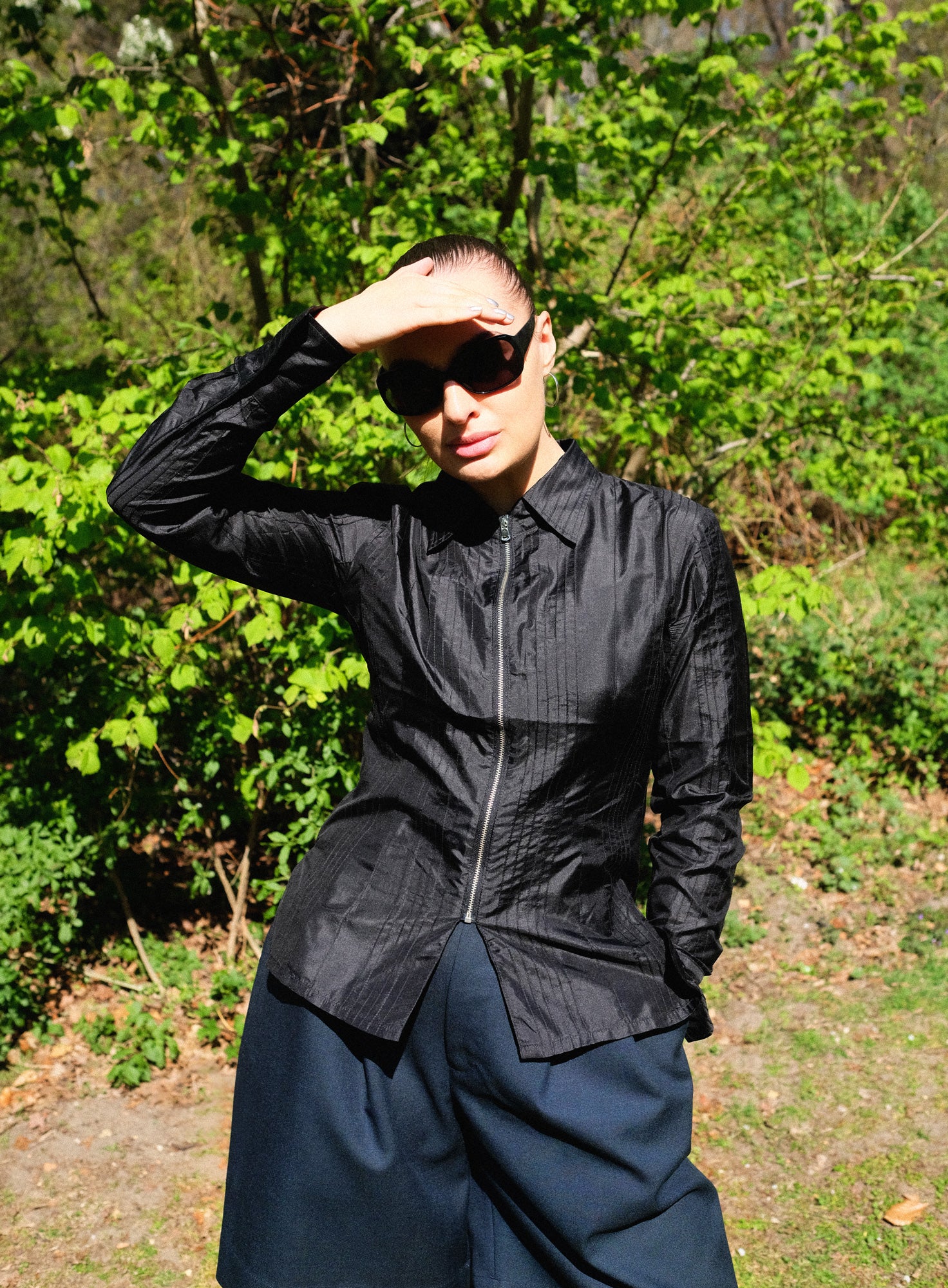 SILK ZIP SHIRT | BLACK