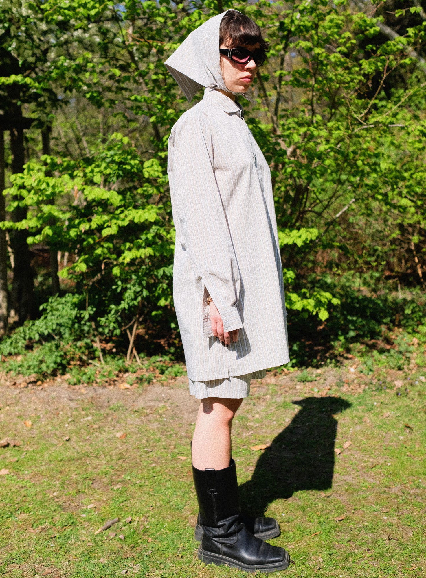 SHIRT DRESS | GREY STRIPED