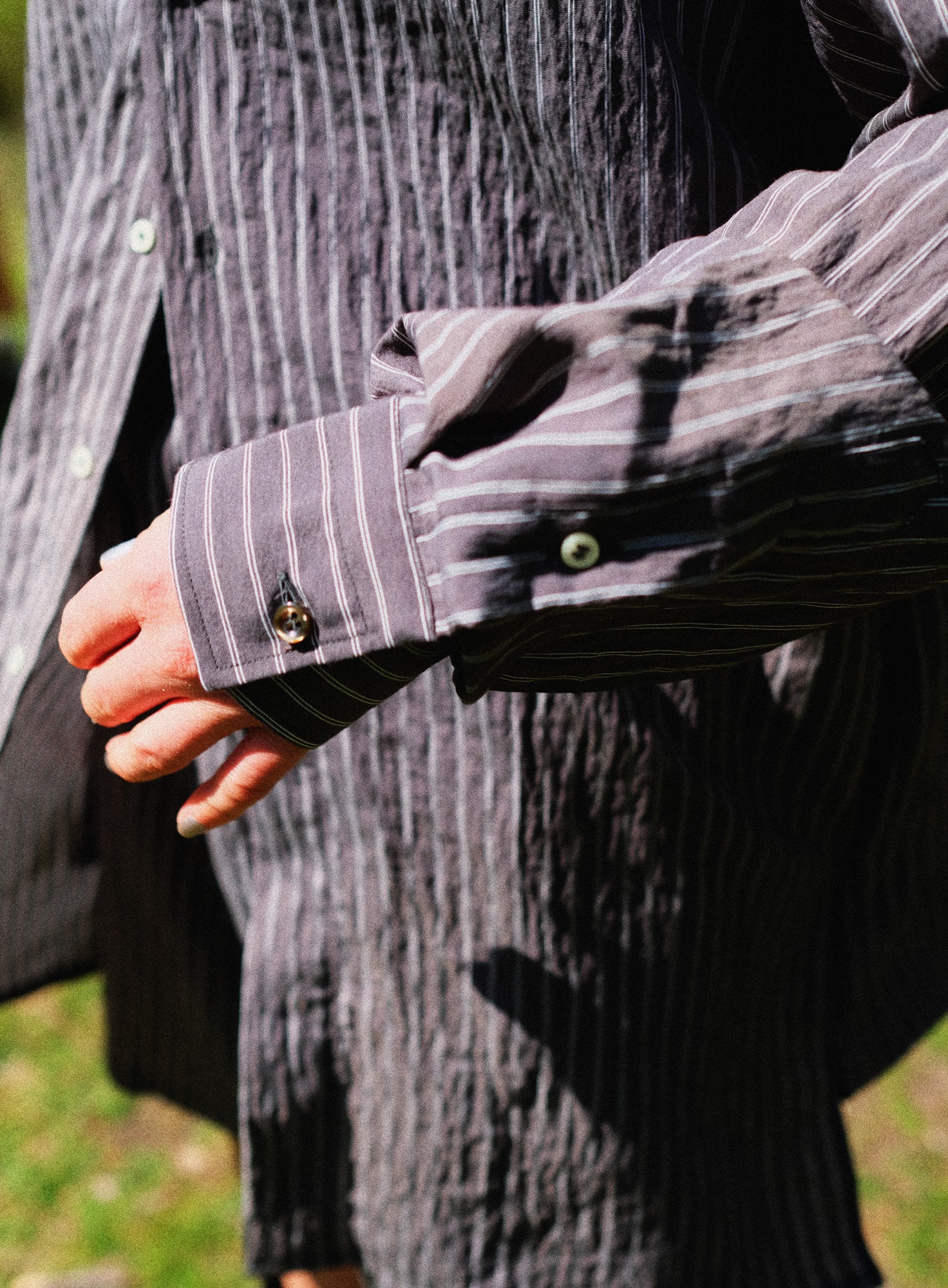 SHIRT DRESS | DARK GREY STRIPED
