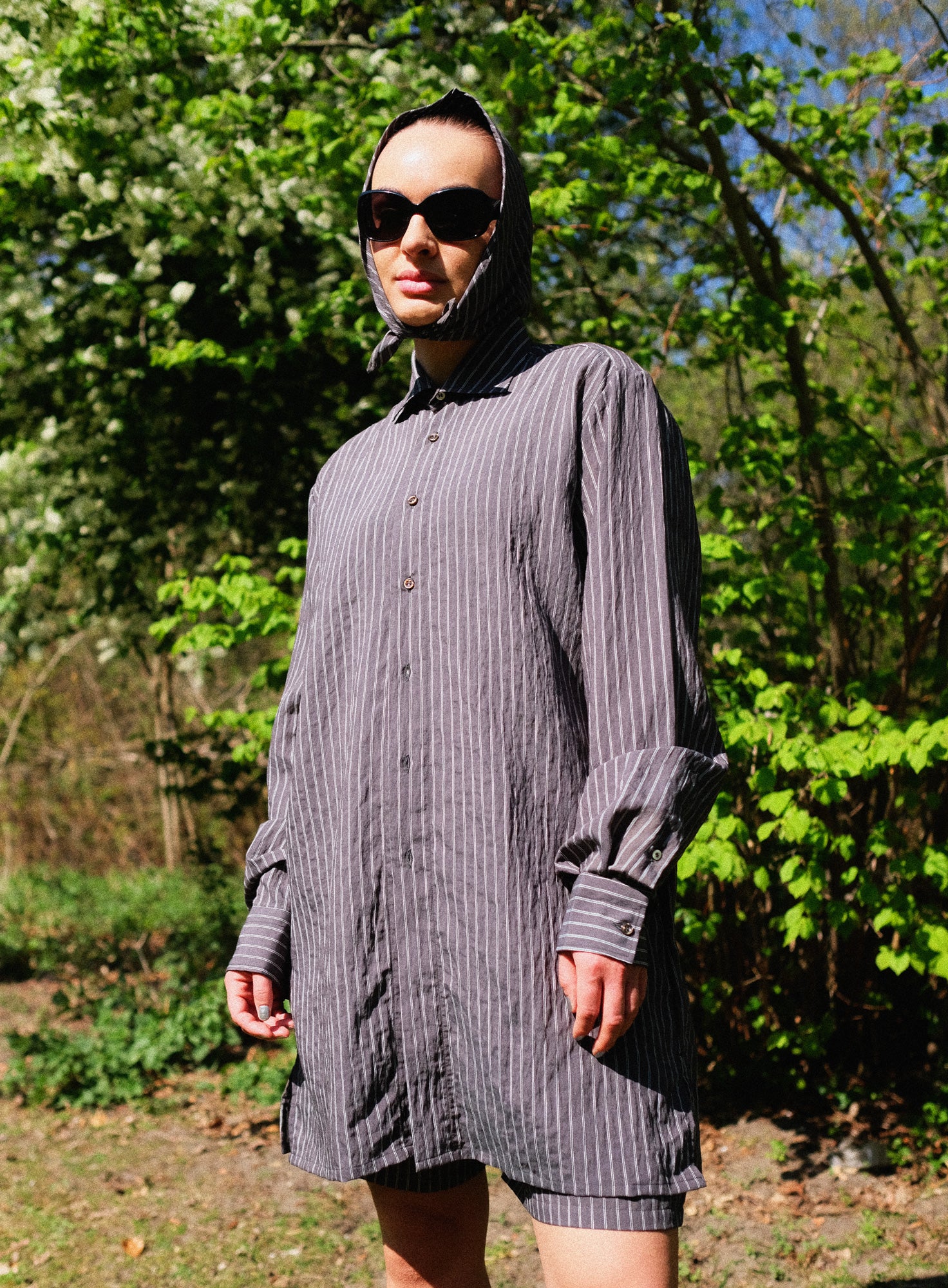 SHIRT DRESS | DARK GREY STRIPED