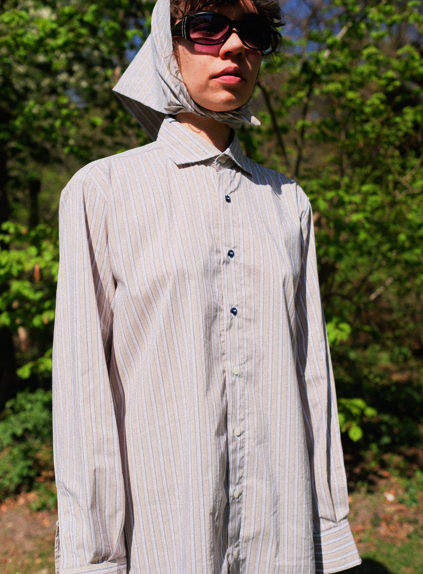 SHIRT DRESS | GREY STRIPED