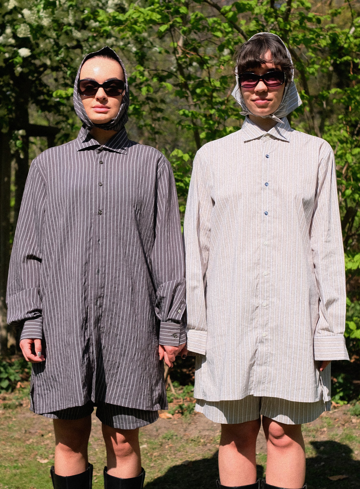 SHIRT DRESS | DARK GREY STRIPED