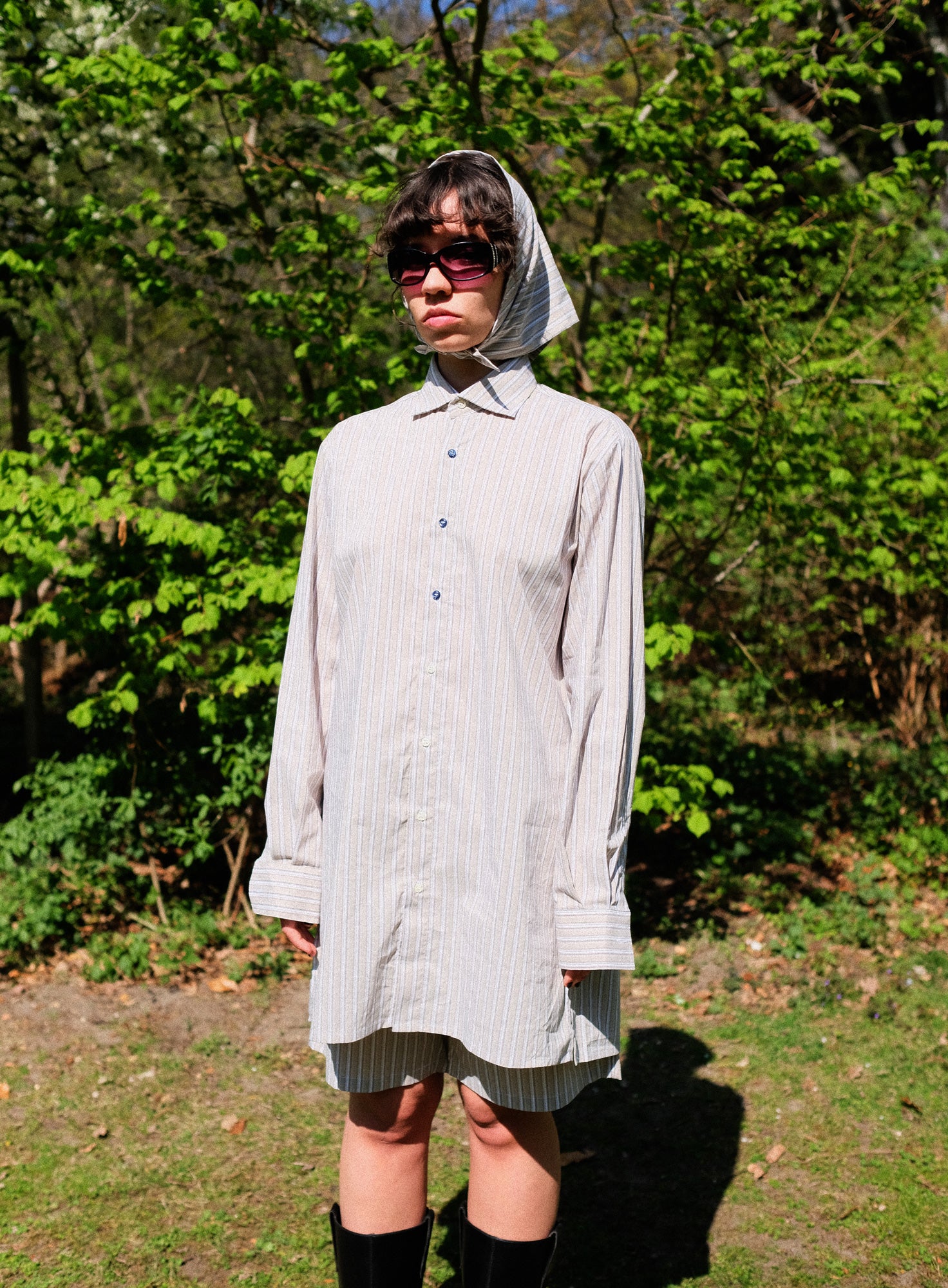 SHIRT DRESS | GREY STRIPED
