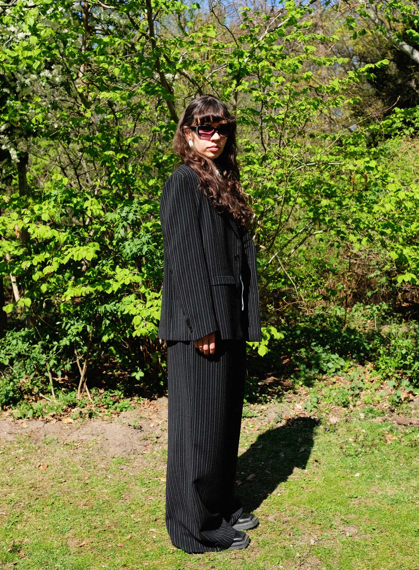TAILORED WOOL BLAZER | BLACK PINSTRIPE