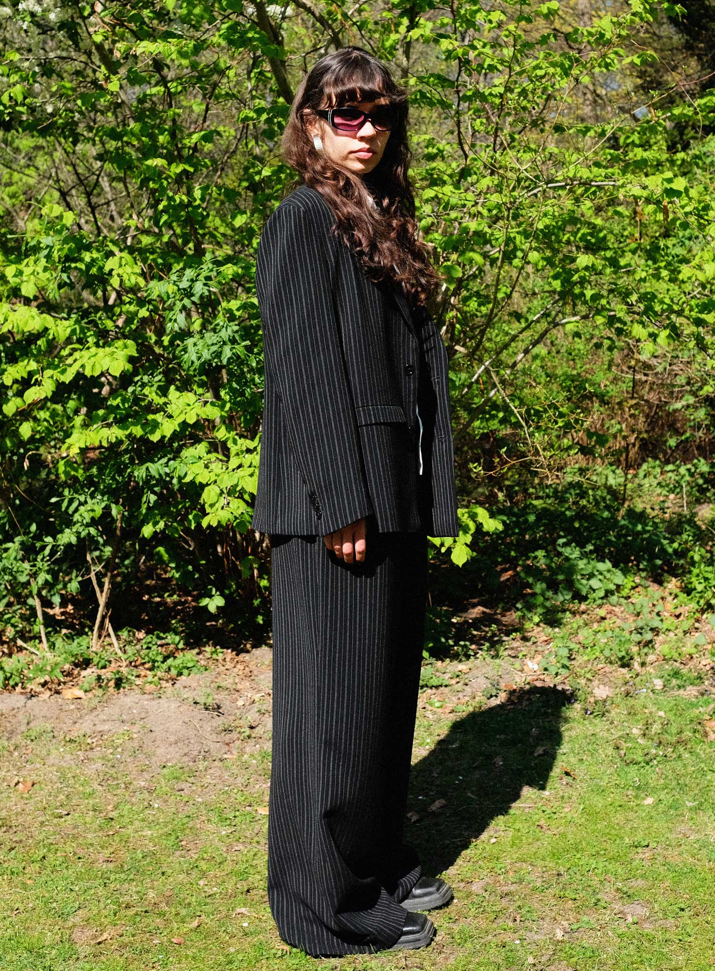 TAILORED WOOL BLAZER | BLACK PINSTRIPE