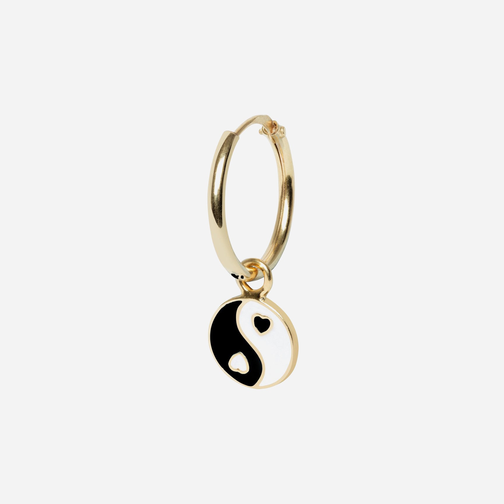 Gold Yin Yang Black Earring
