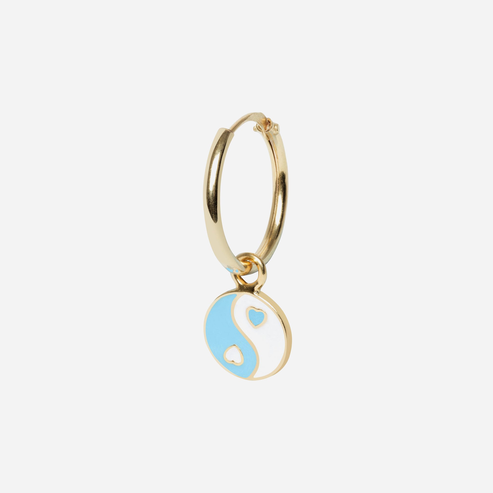 Gold Yin Yang Blue Earring