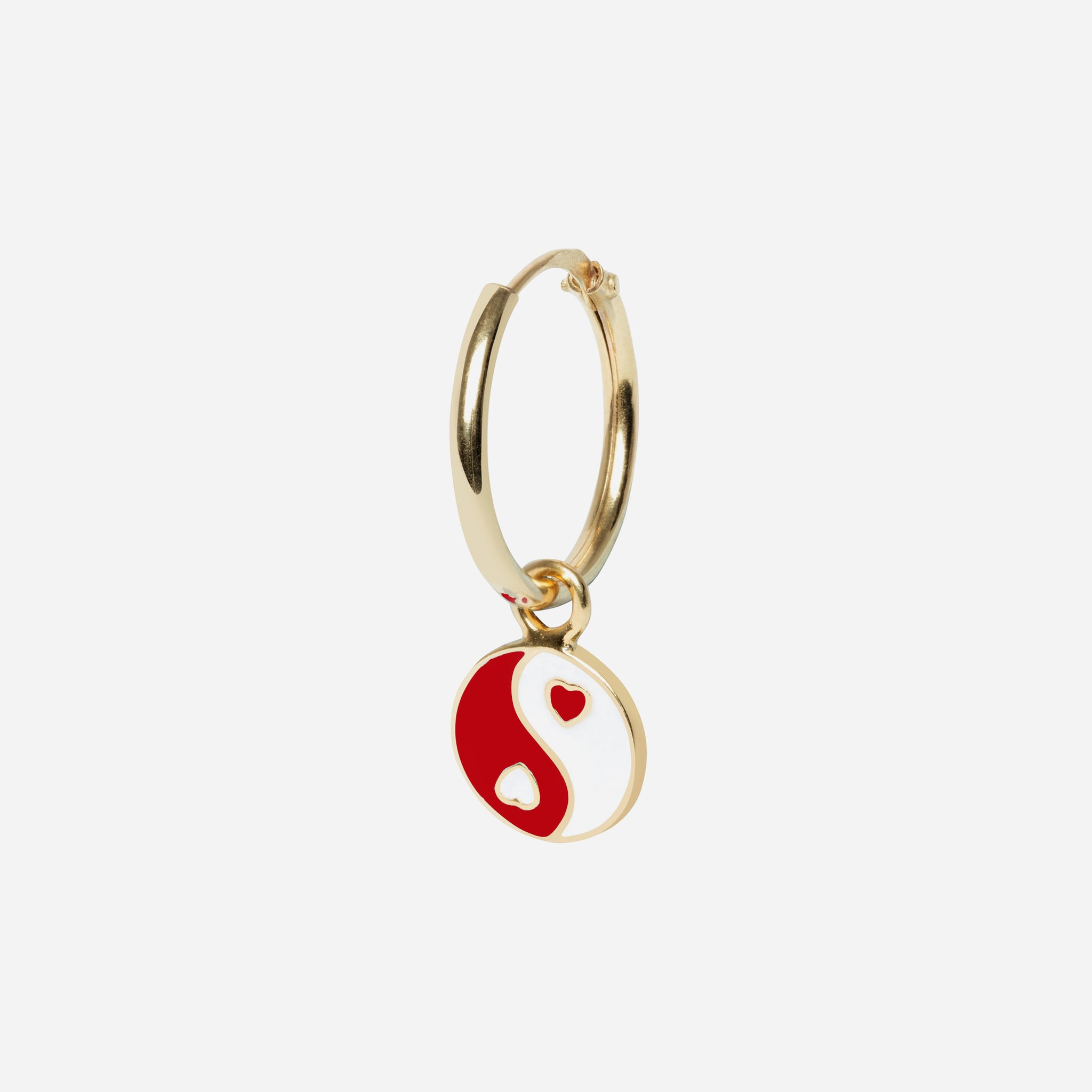 Gold Yin Yang Red Earring