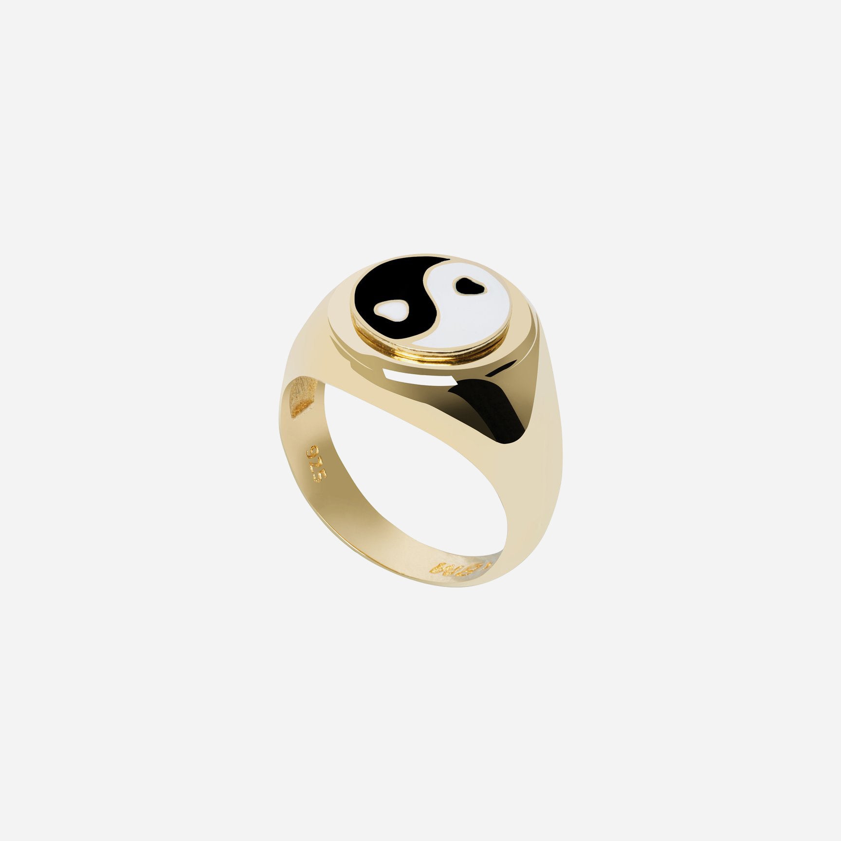 Gold YinYang Black Ring